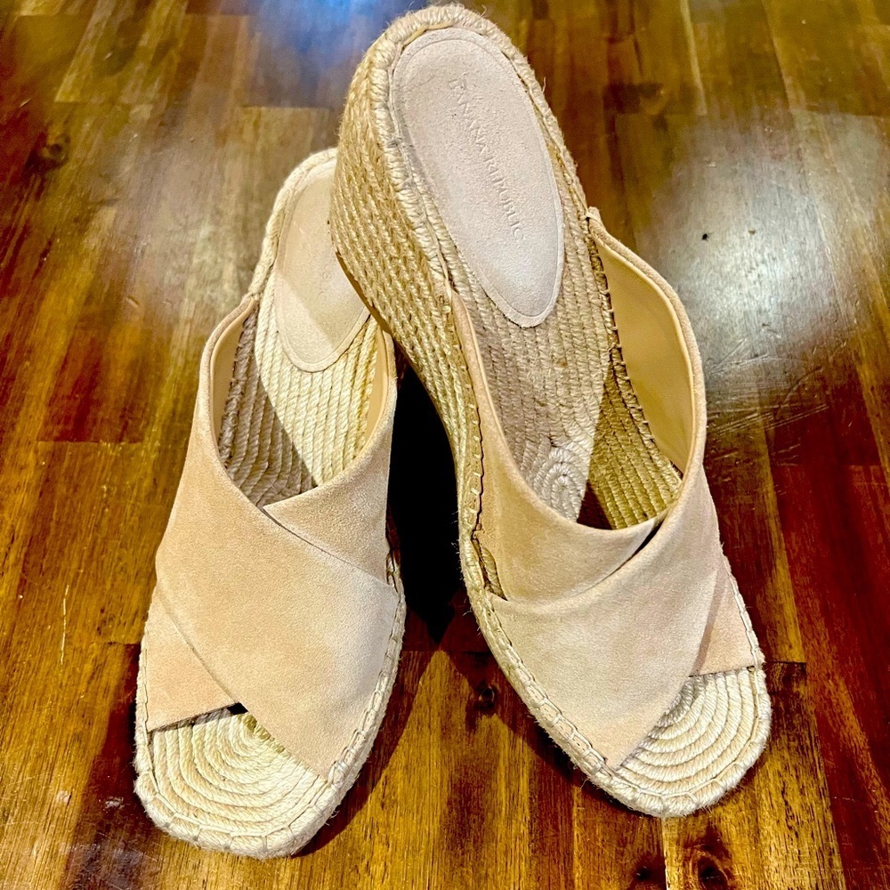 Banana Republic Espadrille Suede Mule Wedge, Size 10